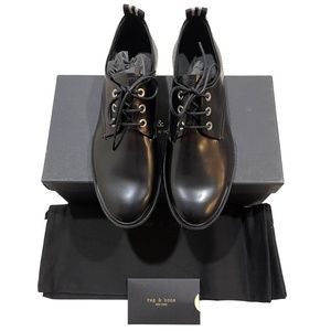 New Rag & Bone Women's Audrey Black Leather Oxford Brogues Lace Up Shoes US 6